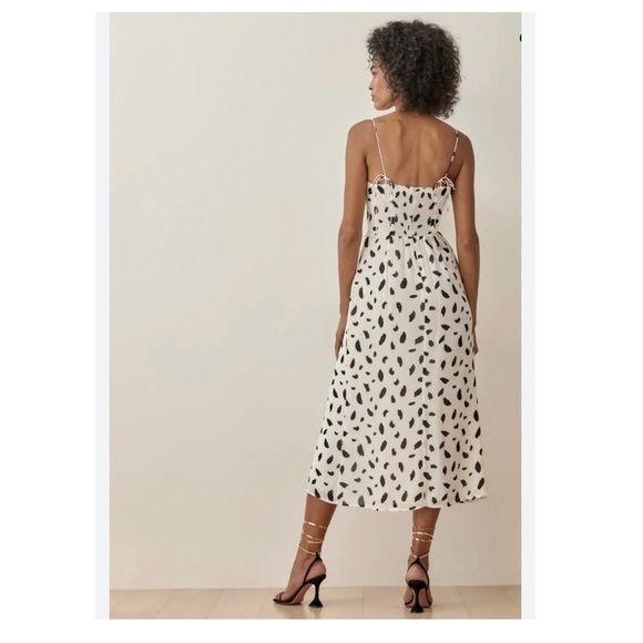 Reformation journey Elegant Black and White Polka Dot Dress size 10 - Picture 2 of 12